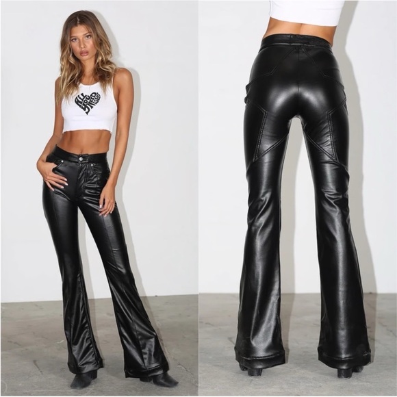 Revice Venus Flares Faux Leather Star Supernova Pants in Size 31 - Picture 1 of 6